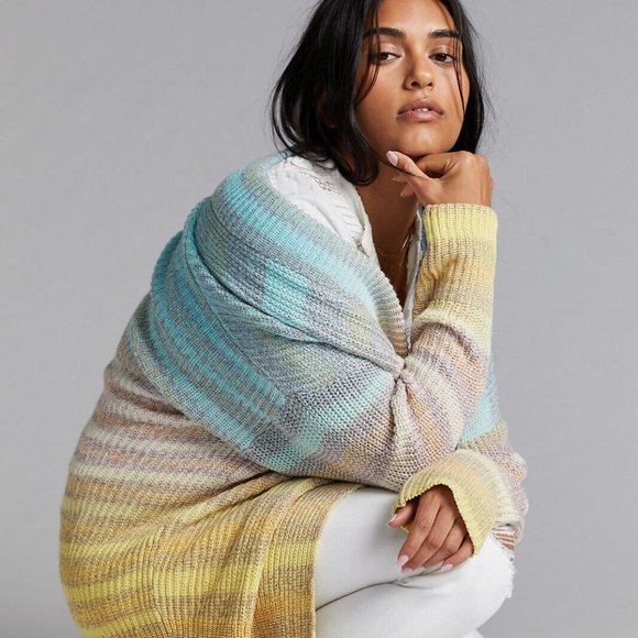 NWT Anthropologie Pilcro Space-Dyed Cardigan Rainbow - Picture 2 of 5